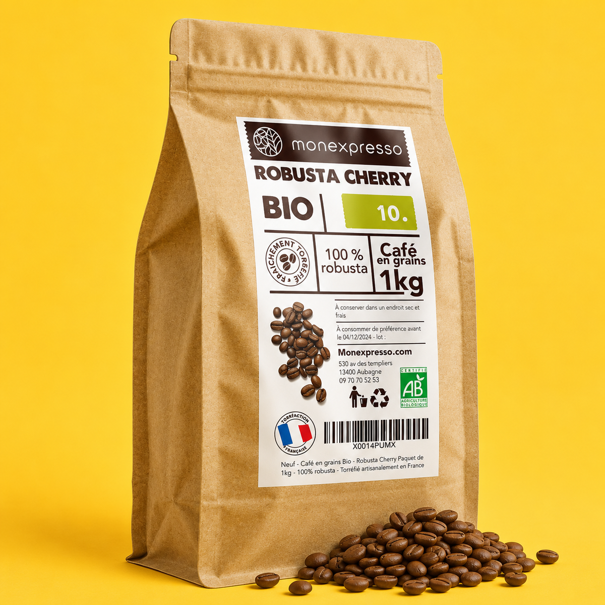 Café en grains - Robusta Cherry Bio - Force 10