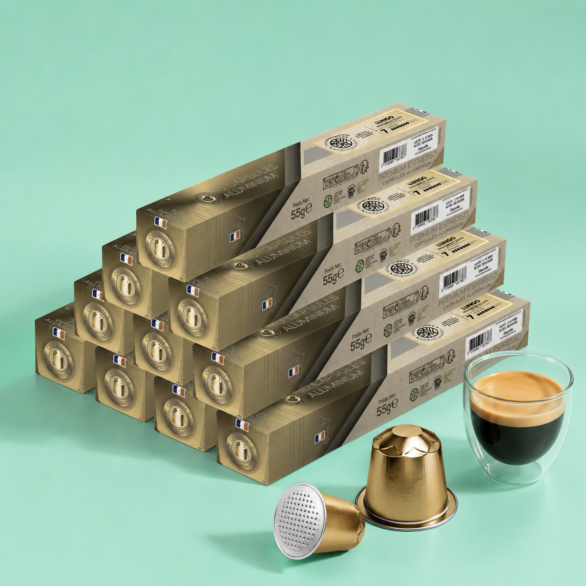Capsules compatibles Nespresso® - Lungo - Intensité 7